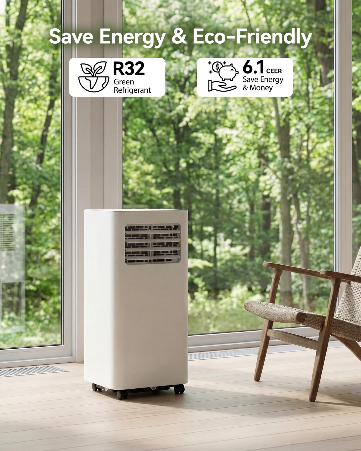 FEELFUNN 8000 BTU Portable Air Conditioner - 3-in-1 Quiet AC