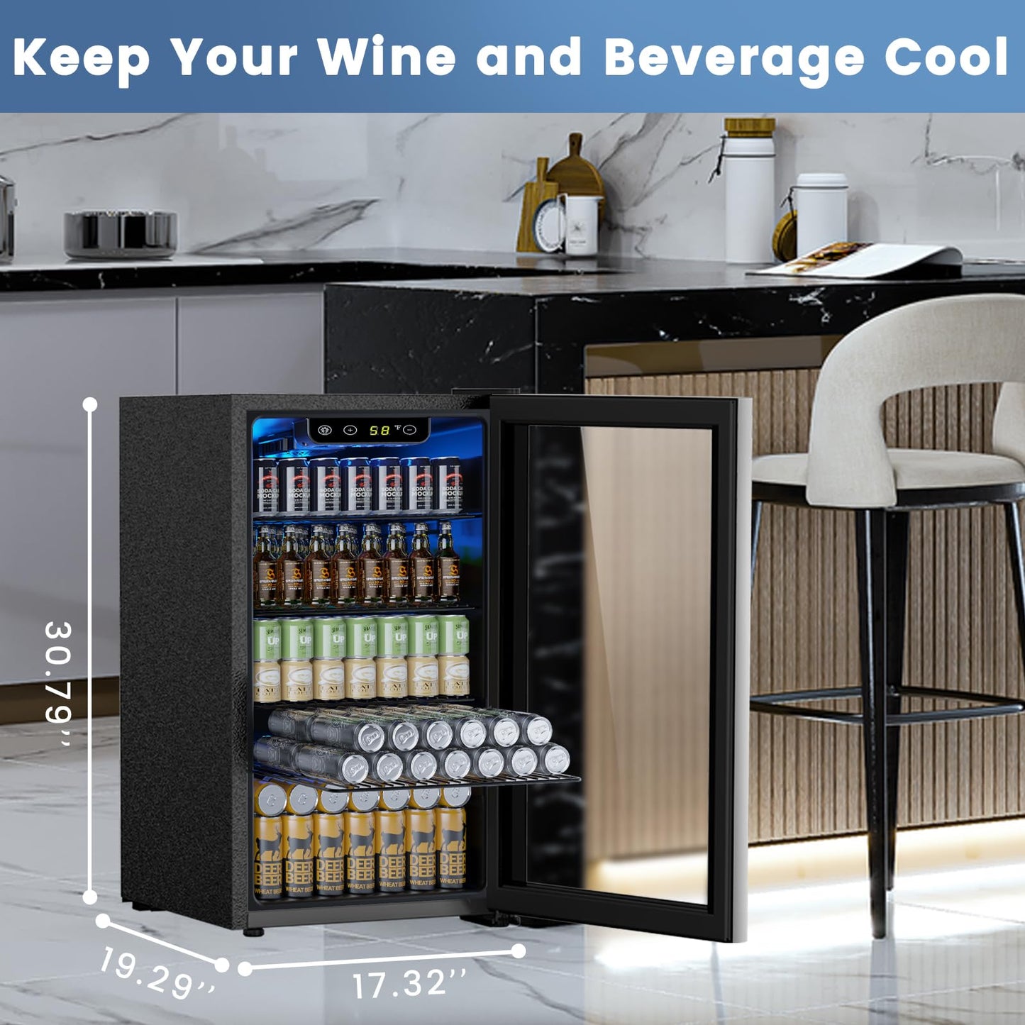 ELECTACTIC Mini Fridge 130 Can Beverage Cooler with Temp Control