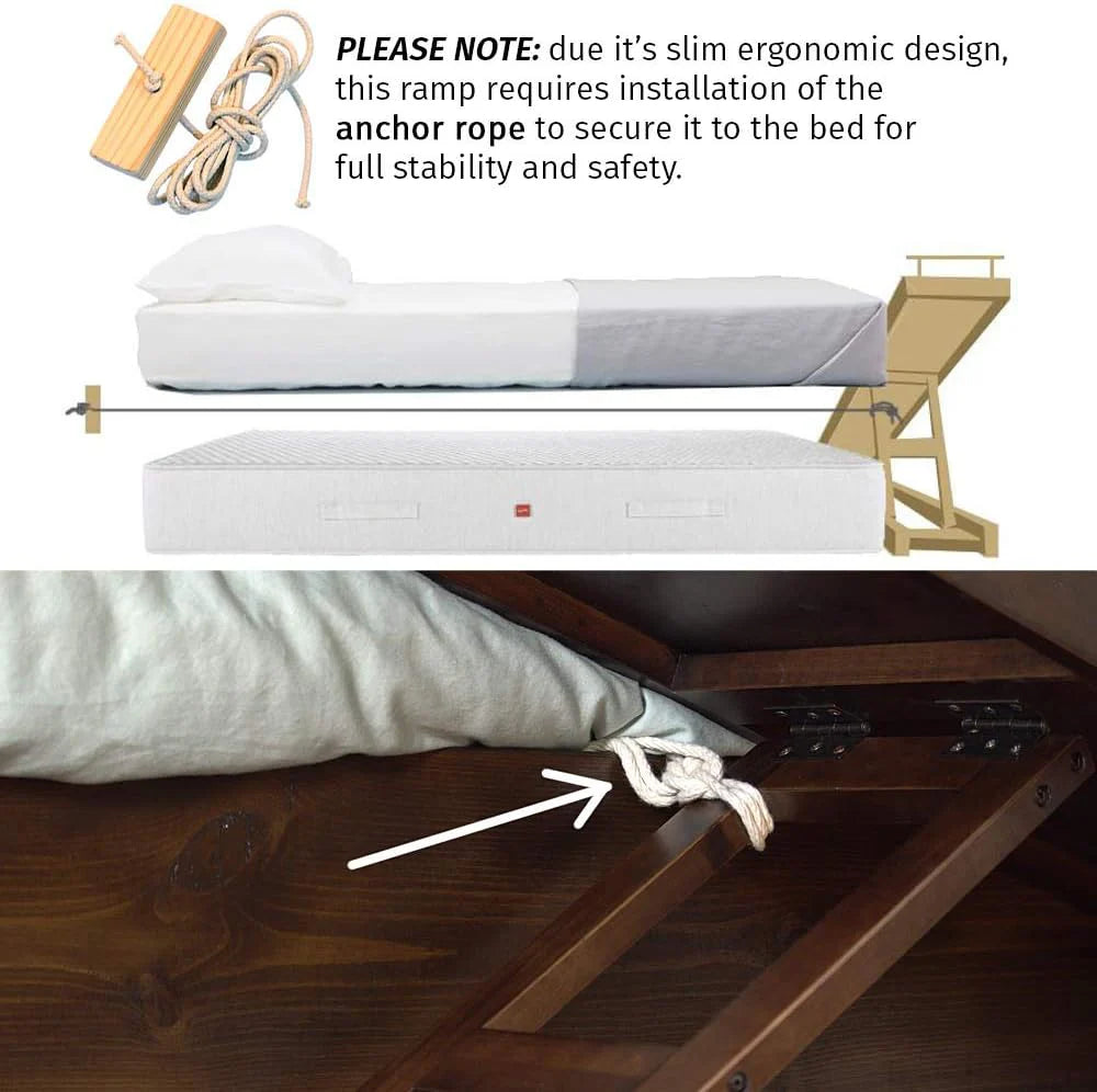 Dog Ramp for Beds - Adjustable up to 37" High Beds with Low Incline, Safety Rails & Anti-Slip Grip, for Small Dogs up to 50lbs - Solid Hardwood, Made in North America