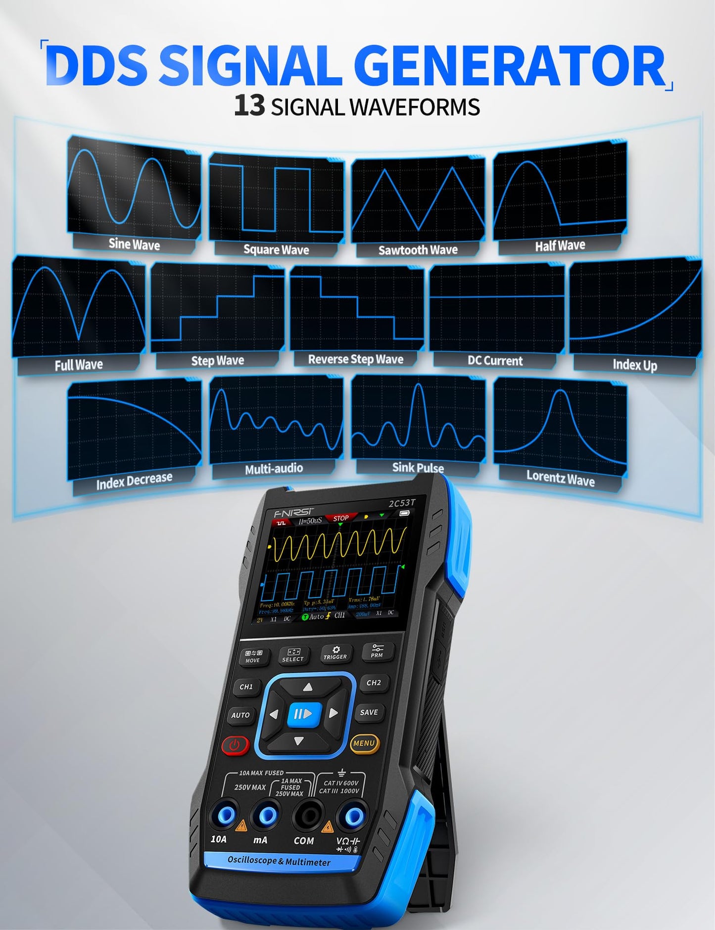 FNIRSI 2C53T Handheld Oscilloscope 50MHz, 3IN1 Multimeter