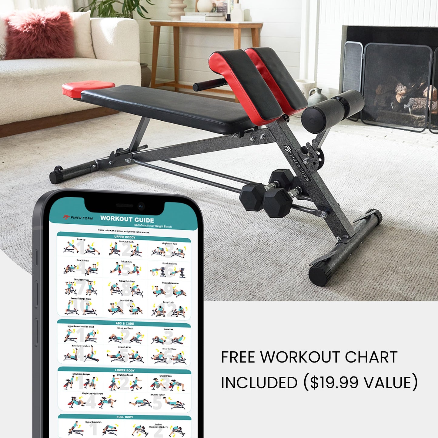 FF FINER FORM Multi-Functional Weight Bench for Home Gym Workout