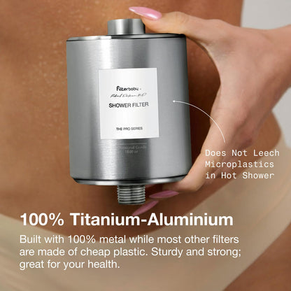 FILTERBABY Titanium Shower Filter Pro - NSF 177 Certified, Reduces Chlorine and Lead
