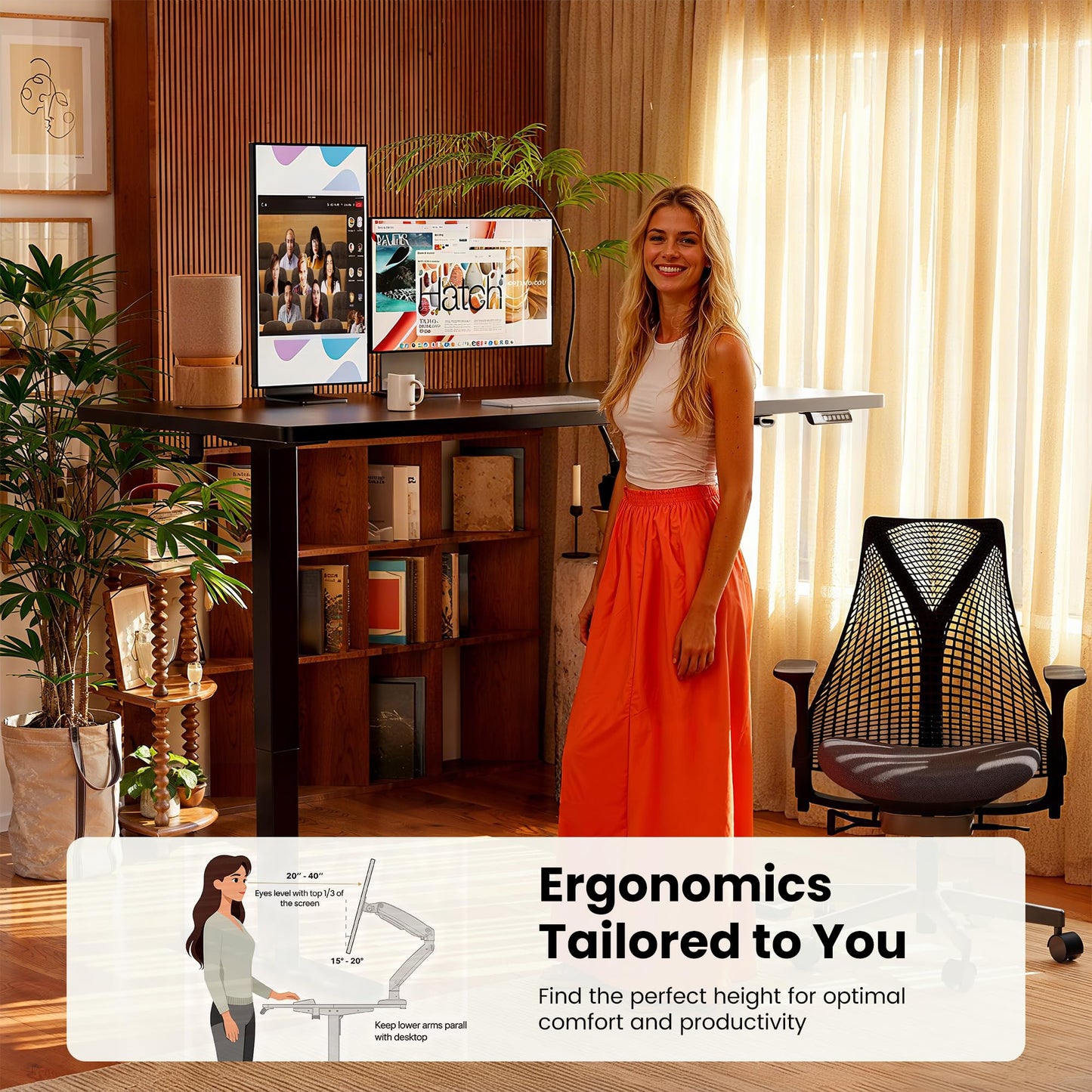 ERGEAR Height Adjustable Electric Standing Desk - Black