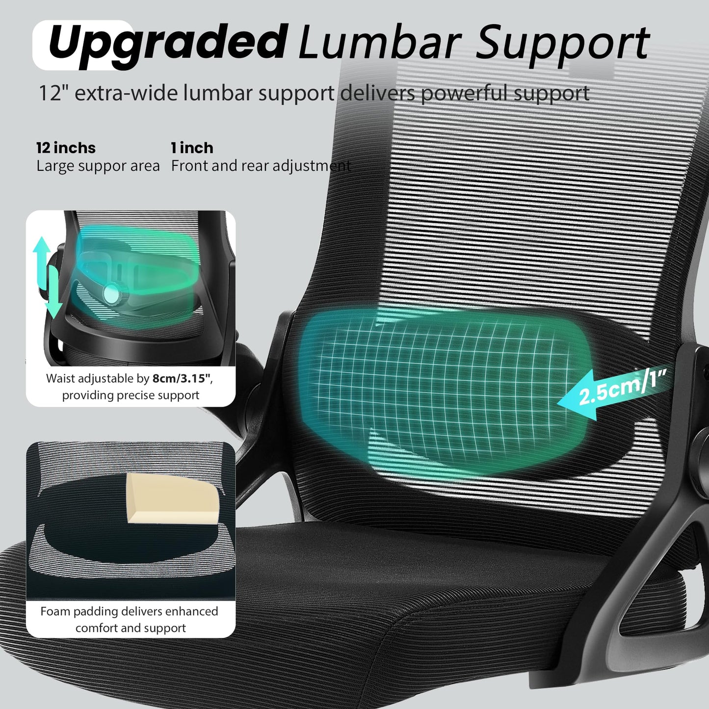 FIZZIN Ergonomic Office Chair with Adjustable Lumbar Support