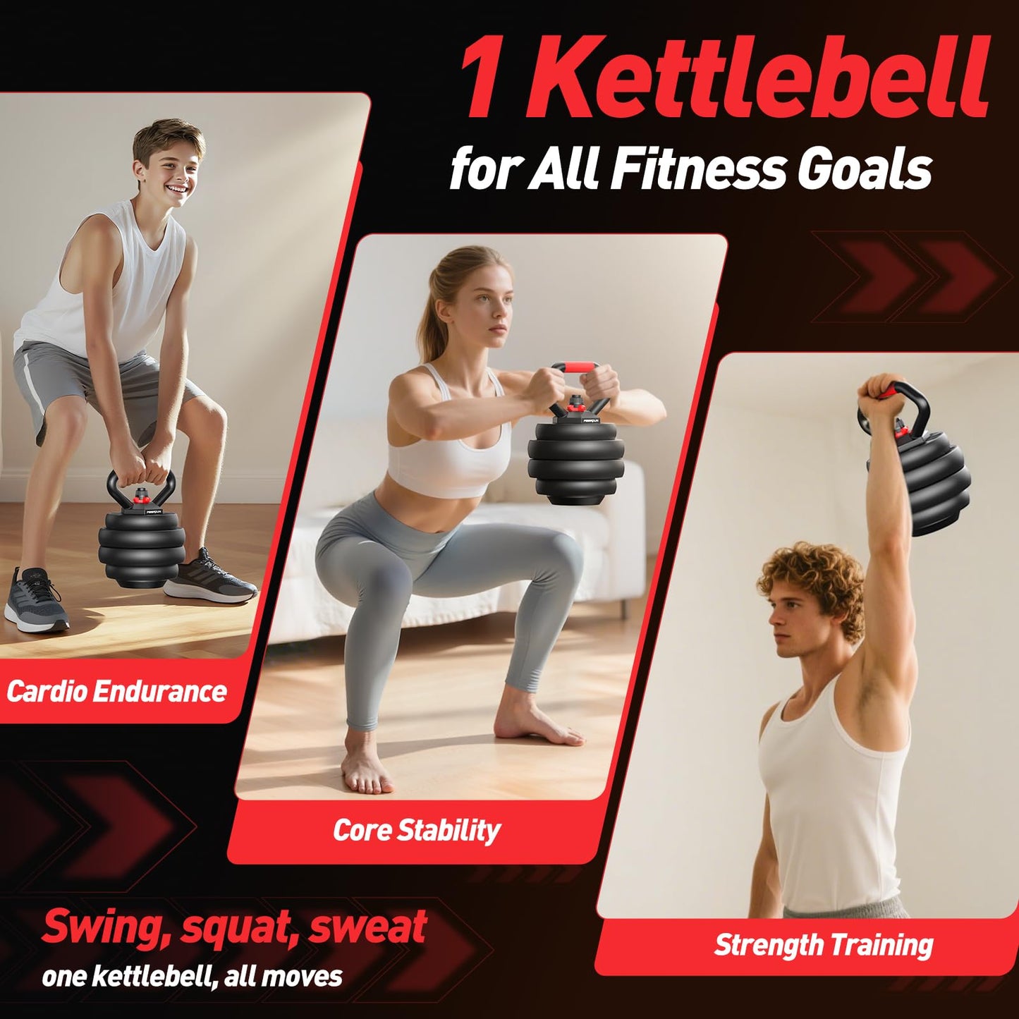 FITPLAM Adjustable Dumbbell Set 20-90lbs - 5 in 1 Weights