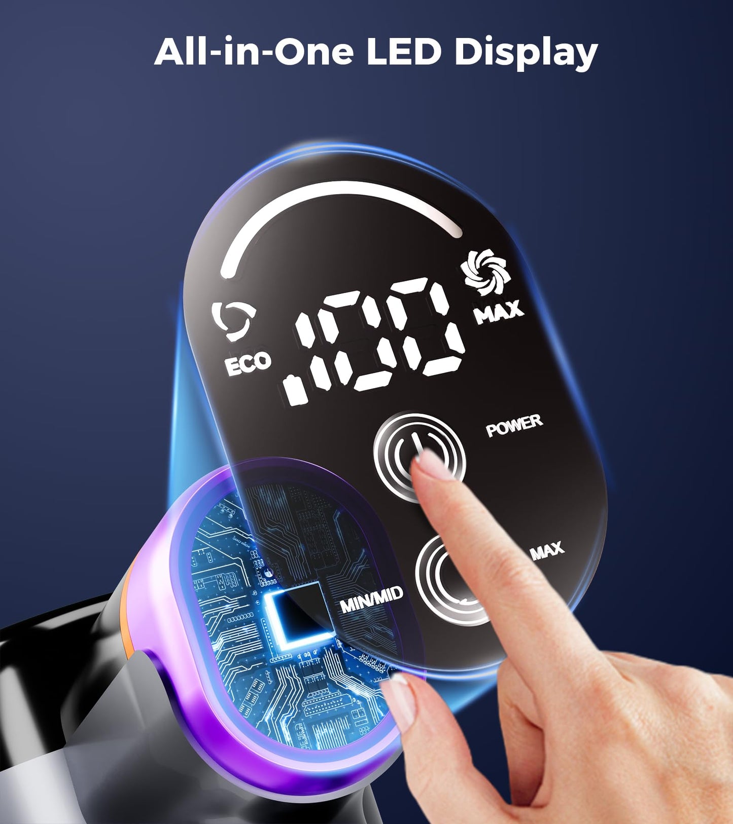 FEETIS Cordless Vacuum Cleaner 550W 60Mins LED Display