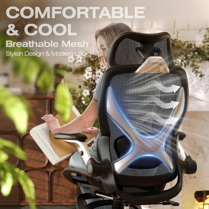 ELABEST X100 Ergonomic Mesh Office Chair with Footrest