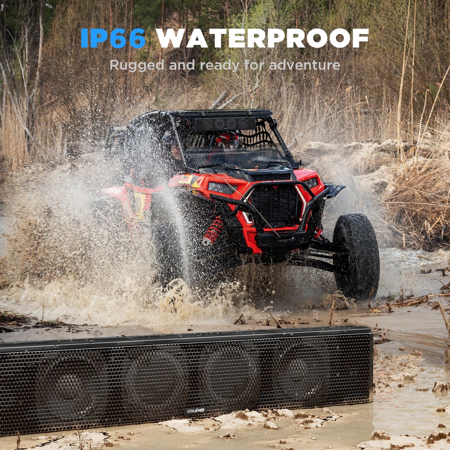 EHAHO 25 Inch UTV Sound Bar with Bluetooth & RGB Lighting