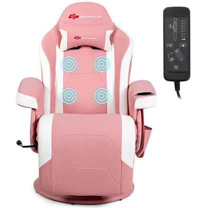 Pu Leather Massage Gaming Chair Ergonomic High Back Racing Style Gaming Recliner With Adjustable Backrest Amp Footrest Cup Holder Side Pouch - Comfortable And Ergonomic Design