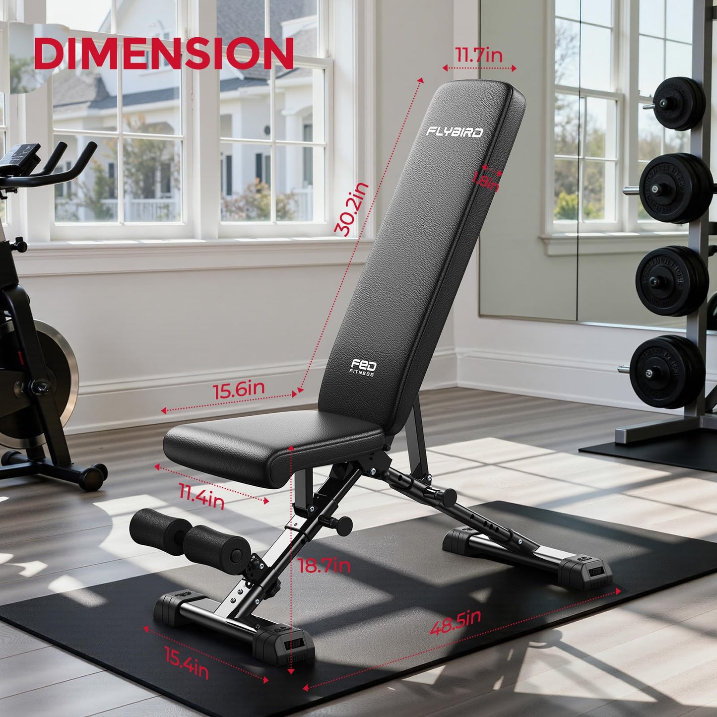 FLYBIRD WB5 Adjustable Weight Bench - 800LBS Capacity, Foldable