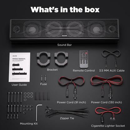 EHAHO 25 Inch UTV Sound Bar with Bluetooth & RGB Lighting