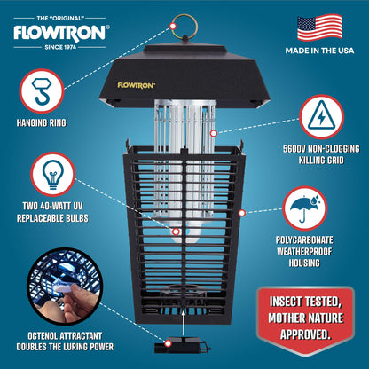 FLOWTRON Bug Zapper - 80W Electric Insect & Mosquito Killer