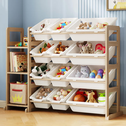 EXPERLAM Toy Storage Organizer with Bookshelf & 12 Bins