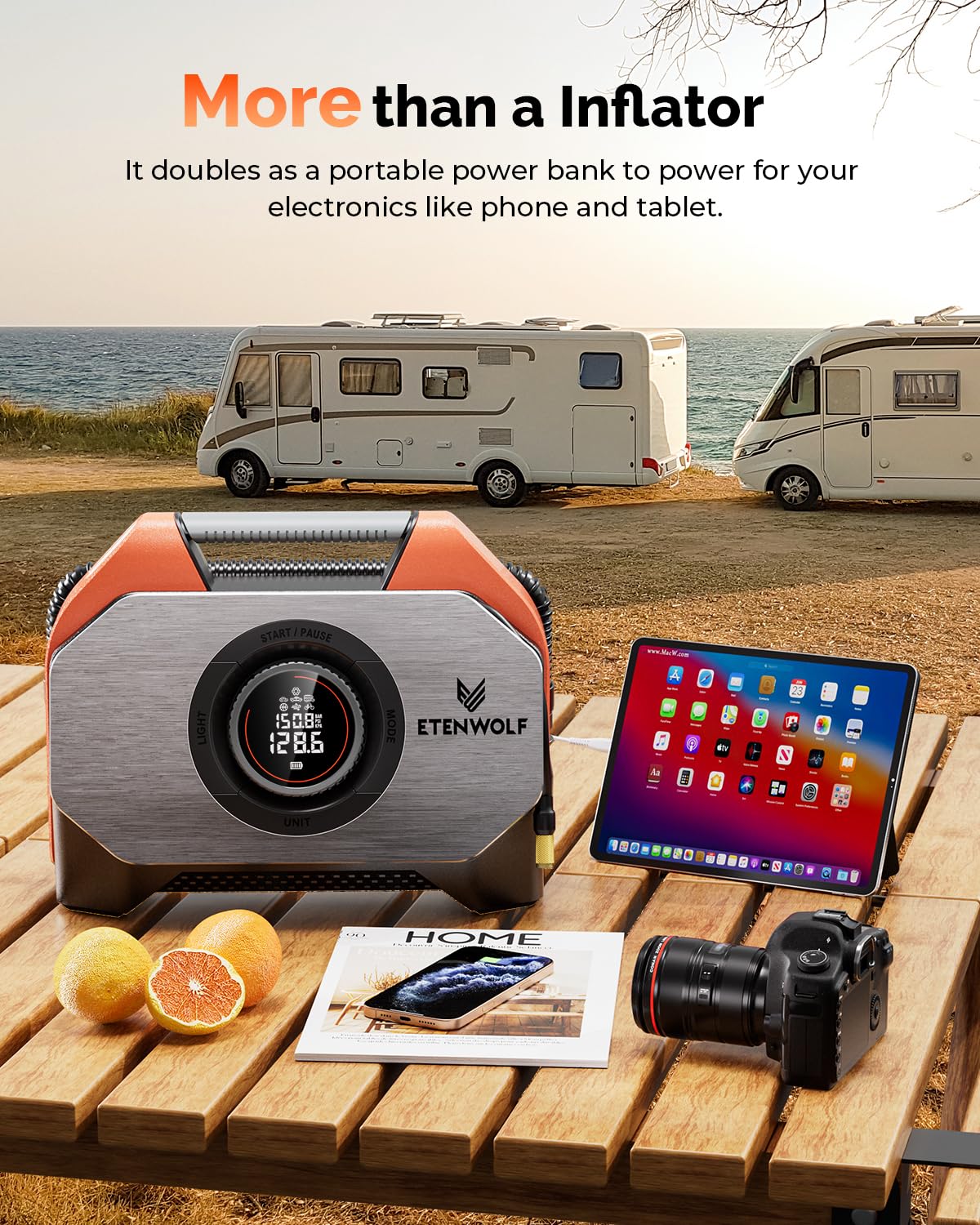 ETENWOLF VORTEX S6 Portable Tire Inflator for Heavy-duty Vehicles