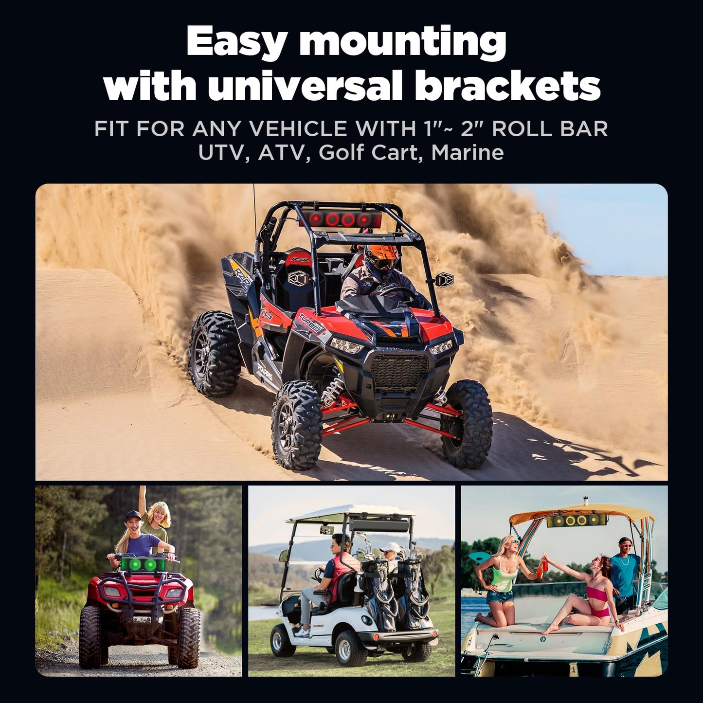 EHAHO 25 Inch UTV Sound Bar with Bluetooth & RGB Lighting