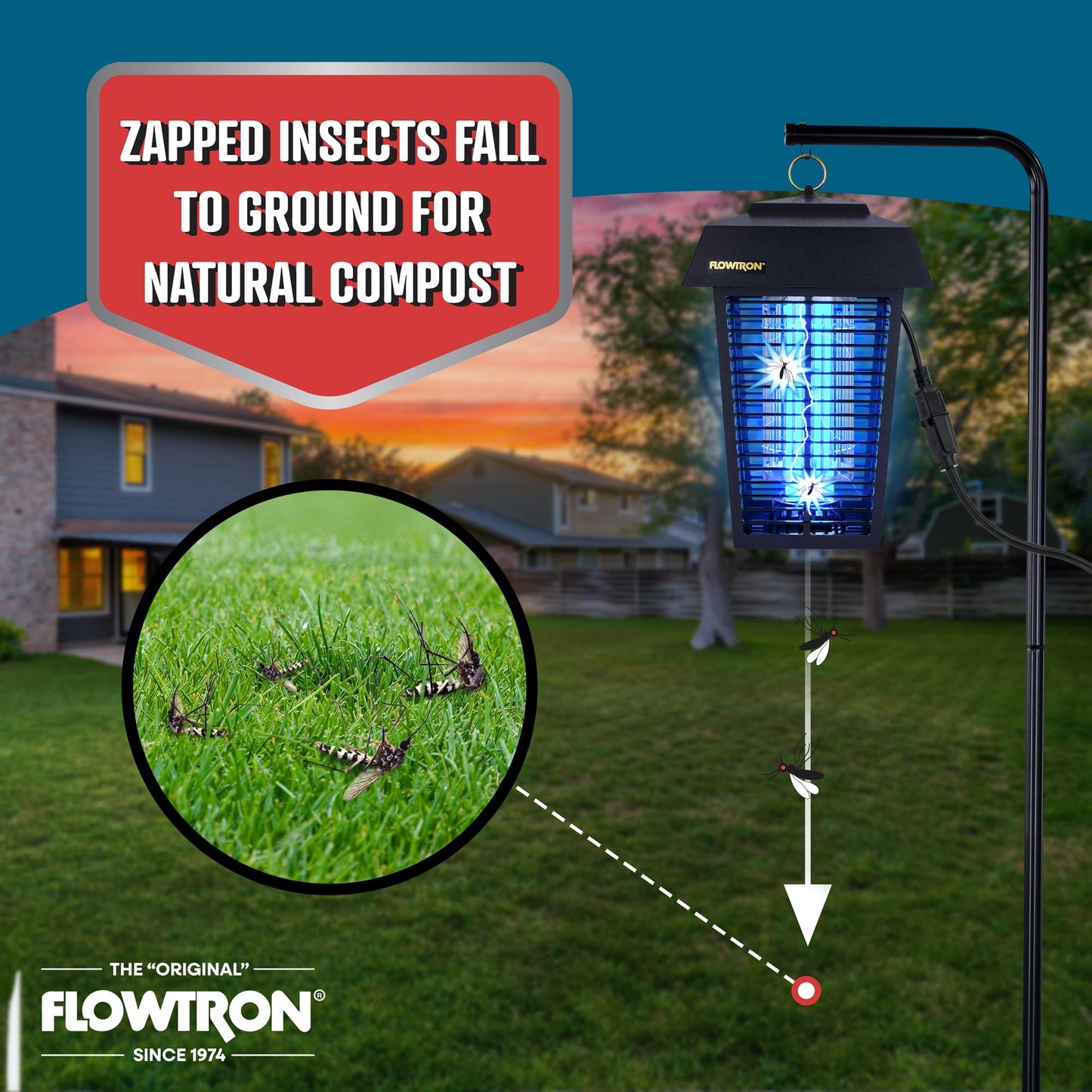 FLOWTRON Bug Zapper with 40W Bulb & 5600V Grid for 1 Acre
