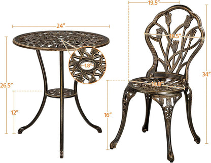 Patio Bistro Sets 3 Piece Cast Aluminum Bistro Table