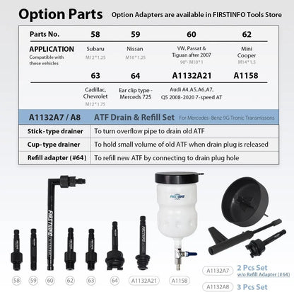 Patented 10L Automatic Transmission Fluid Pump ATF Refill System Dispenser Extractor with 21 Pcs ATF Filler Adapters&Refilling Funnel + Drainer and Refill Kit