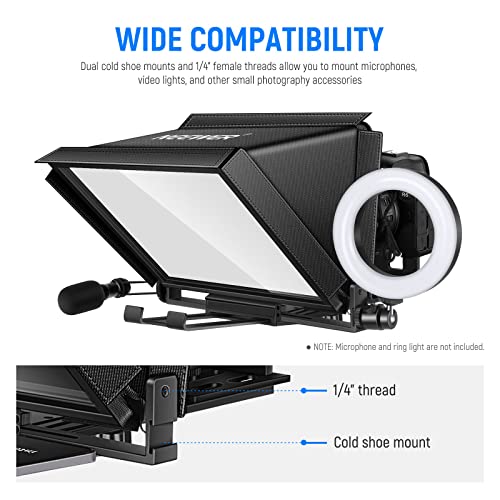 Neewer X12 Aluminum Alloy Teleprompter for iPad Tablet Smartphone DSLR Cameras with Remote Control
