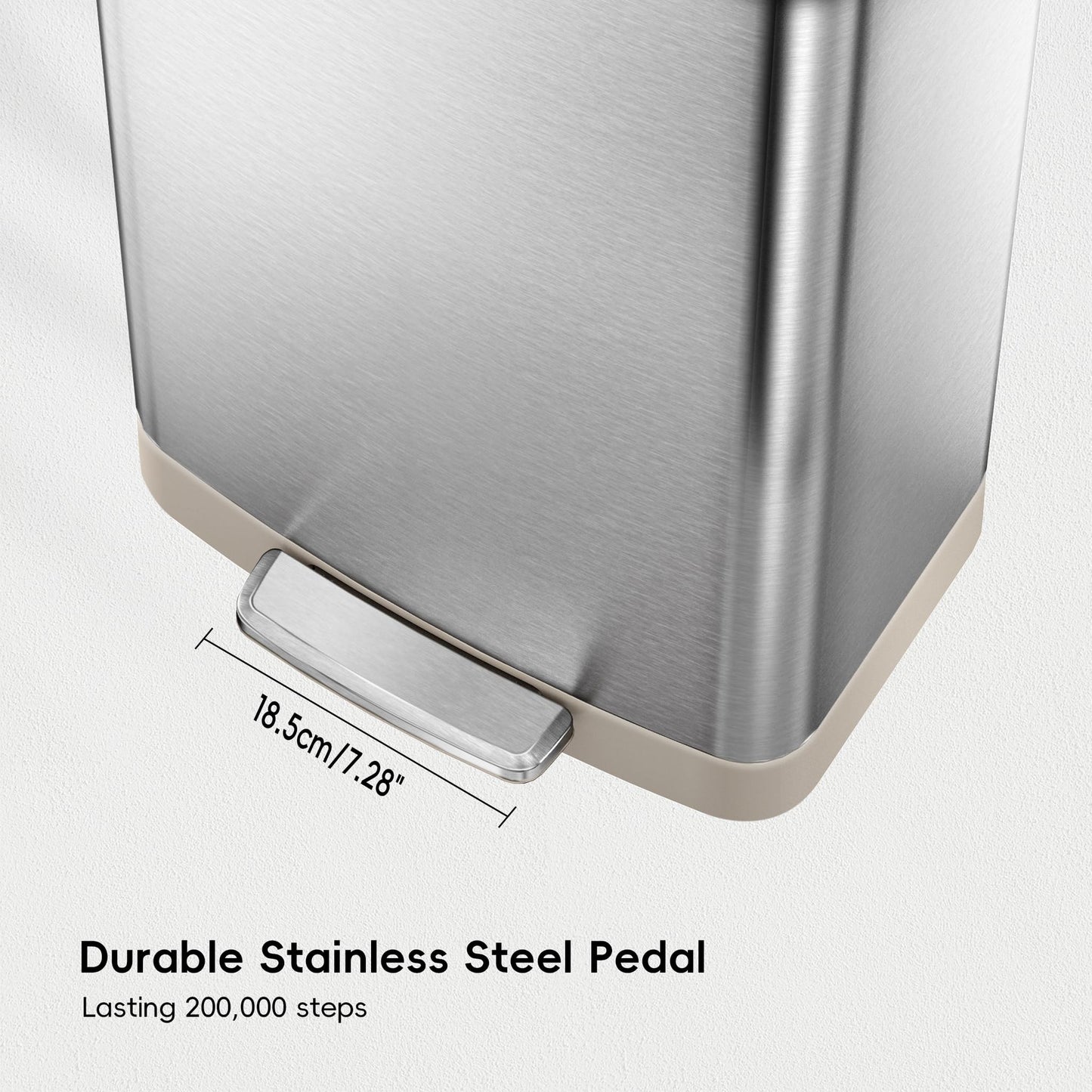 EKO Hudson Matte Stainless 75L Step Trash Can with Storage