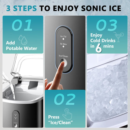EUHOMY Nugget Ice Maker Countertop - 34lbs Per Day, Portable