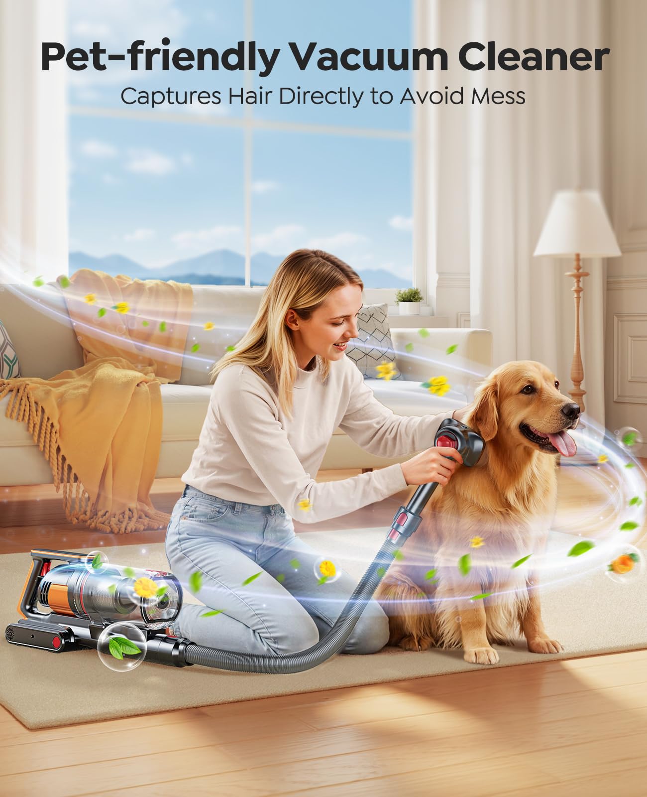 FIEETY Cordless Vacuum Cleaner 650W 55KPa with Pet Brush