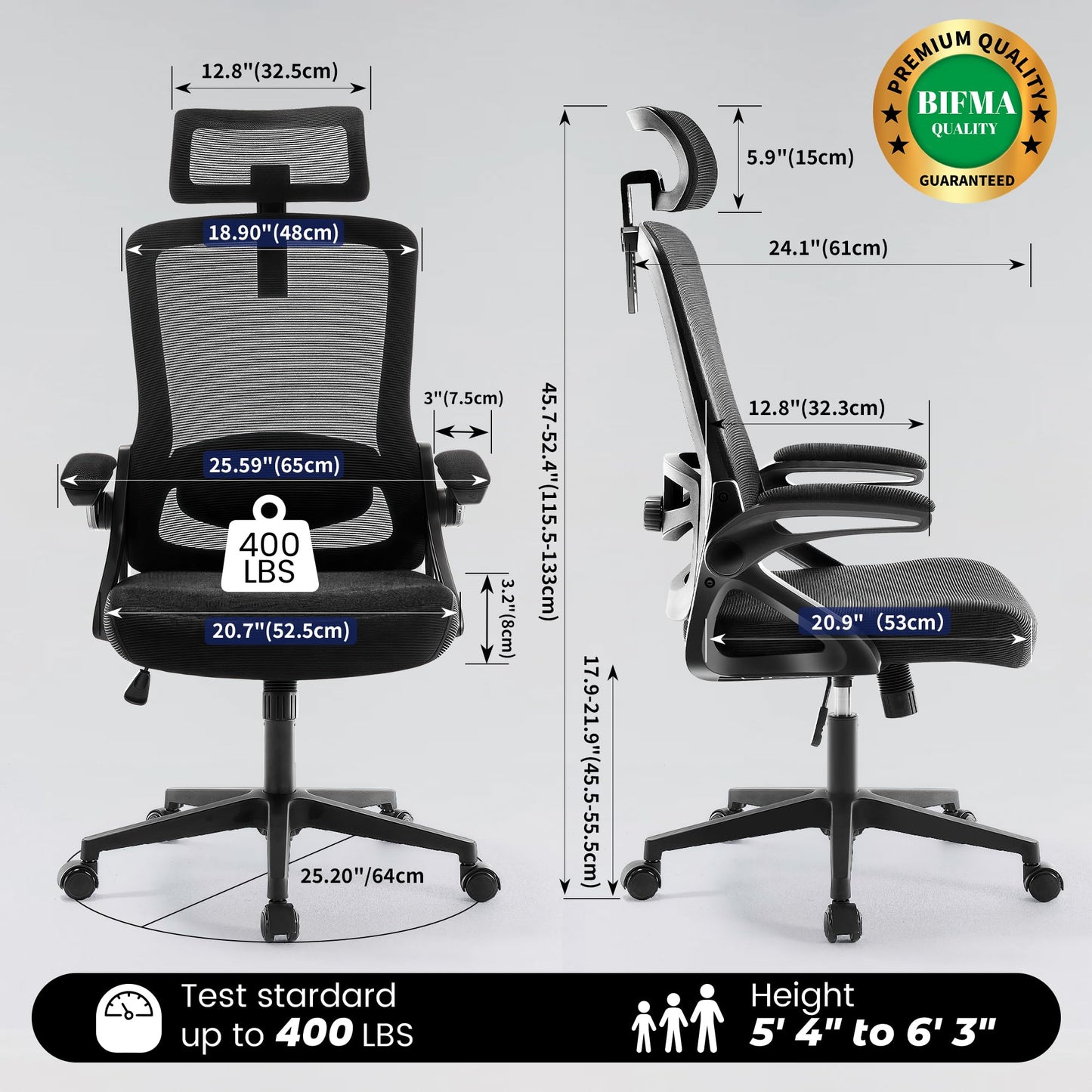 FIZZIN Ergonomic Office Chair with Adjustable Lumbar Support
