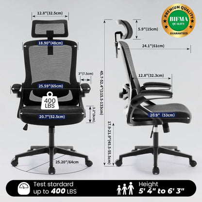 FIZZIN Ergonomic Office Chair with Adjustable Lumbar Support
