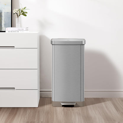 EKO Hudson Matte Stainless 75L Step Trash Can with Storage