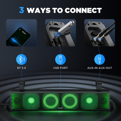 EHAHO 25 Inch UTV Sound Bar with Bluetooth & RGB Lighting