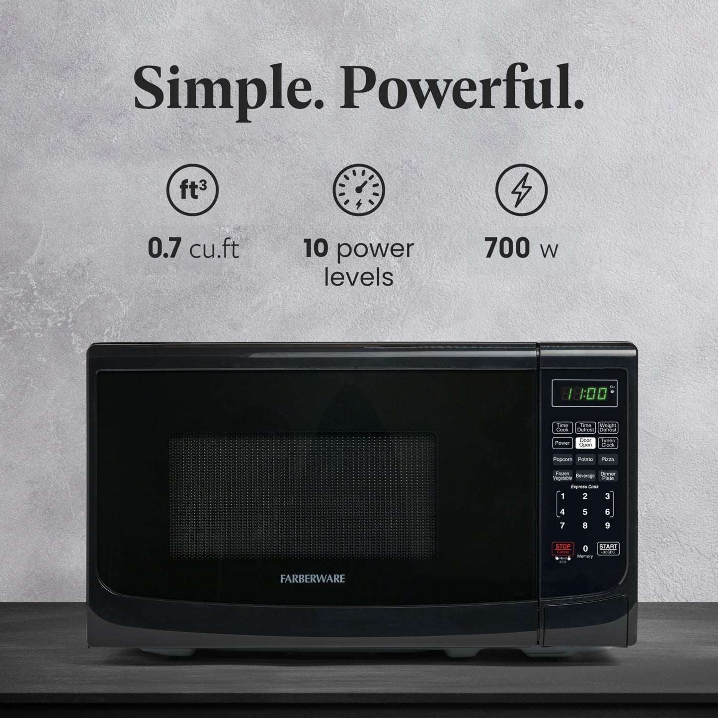 FARBERWARE 0.7 Cu. Ft. Countertop Microwave Oven - 700 Watts