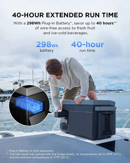 Car Refrigerator, 40 Qt(38L) Portable Refrigerator, Electric Cooler with Ice Maker, Dual Zone WIFI APP Control(-13℃~50℃), 12/24V DC/AC For Camping, Travel, Fishing, Outdoor, Truck