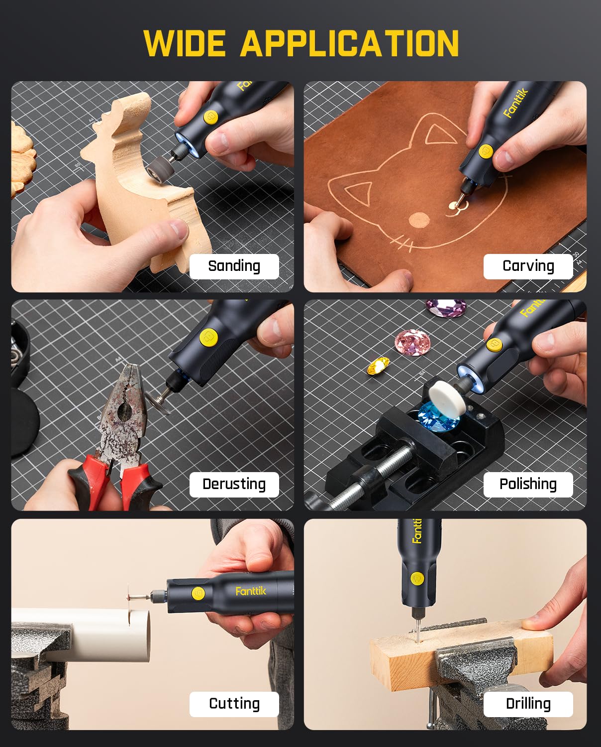 FANTTIK F2 PRO Cordless Rotary Tool Kit with 55 Accessories