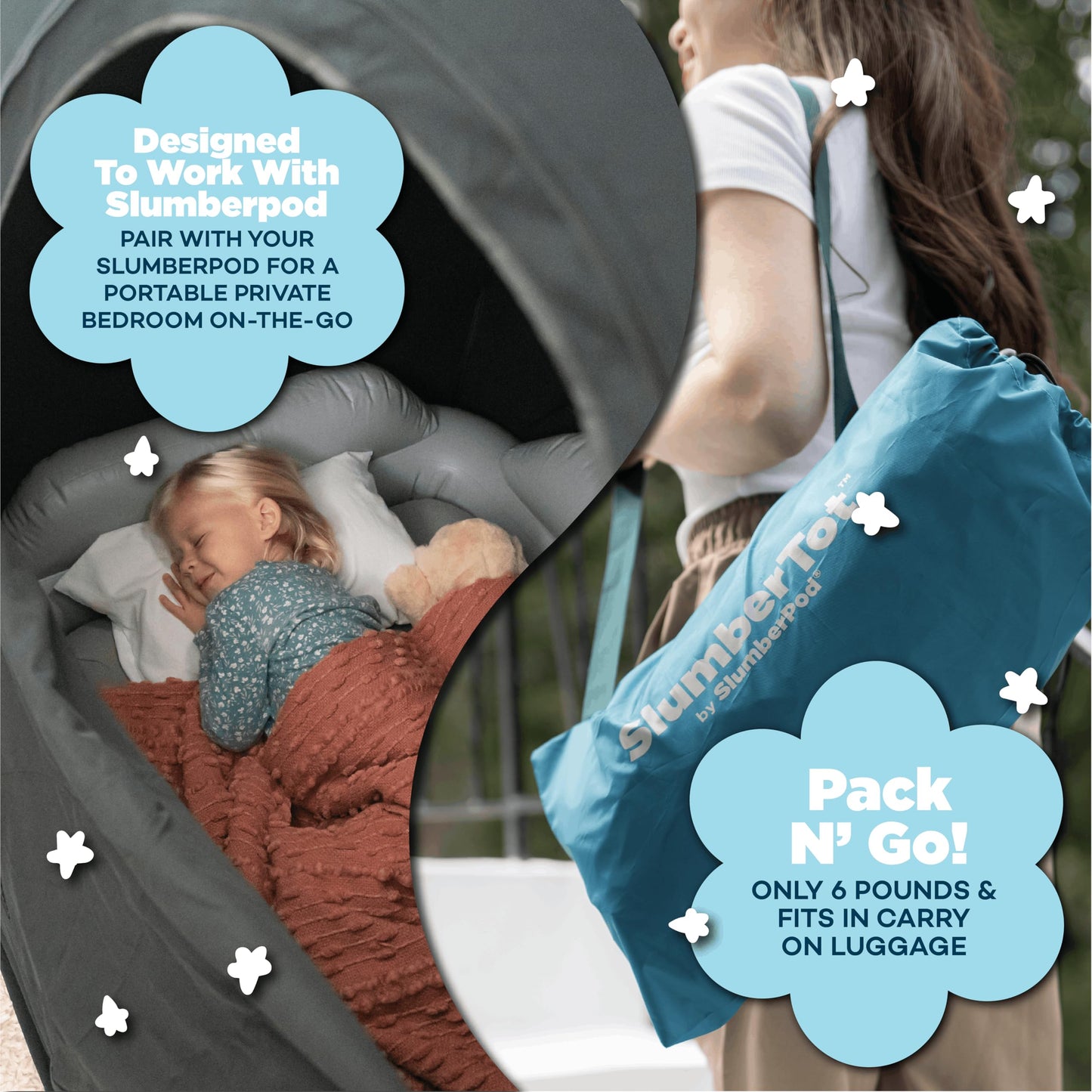 SLUMBERPOD SlumberTot Inflatable Toddler Travel Bed - Portable Air Mattress