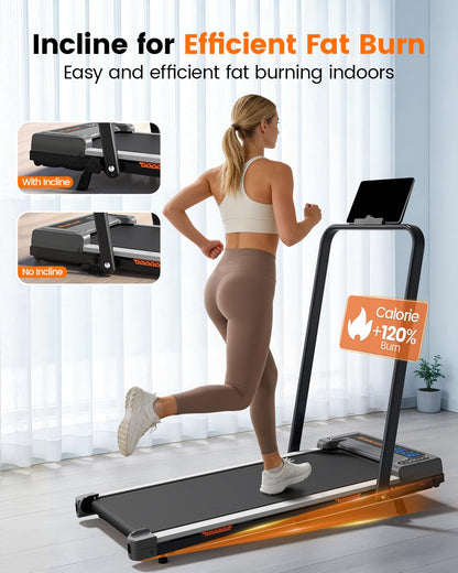ELSELUCK Walking Pad Treadmill with Incline & Handle Bar