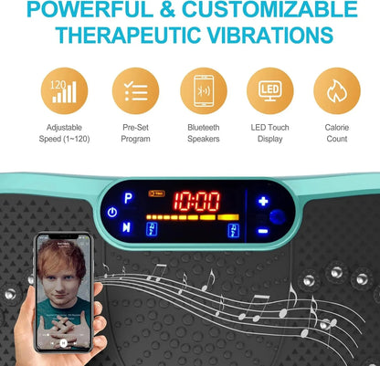 Vibration Plate Fitness Platform Exercise Machine Vibrating Lymphatic Drainage Shaking Full Body Shaker Workout Vibrate Stand Shake Board Sport Gym for Weight Loss Fat Burner for Women Men