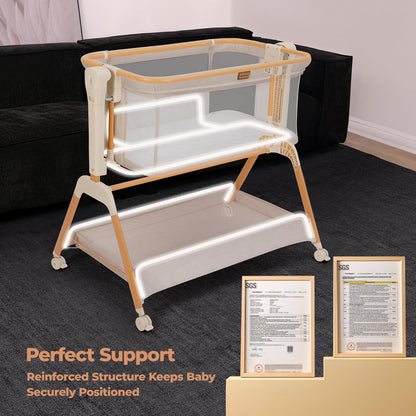 EZEBABY Baby Bassinet Bedside Sleeper - 3-in-1 Rocking Crib