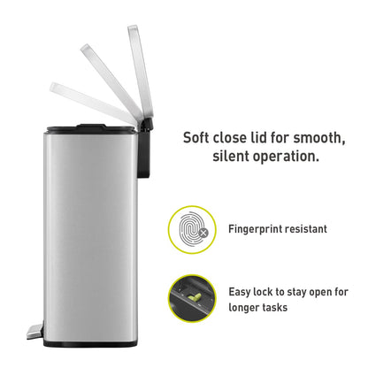 EKO Madison Brushed Stainless 50L Step Trash Can