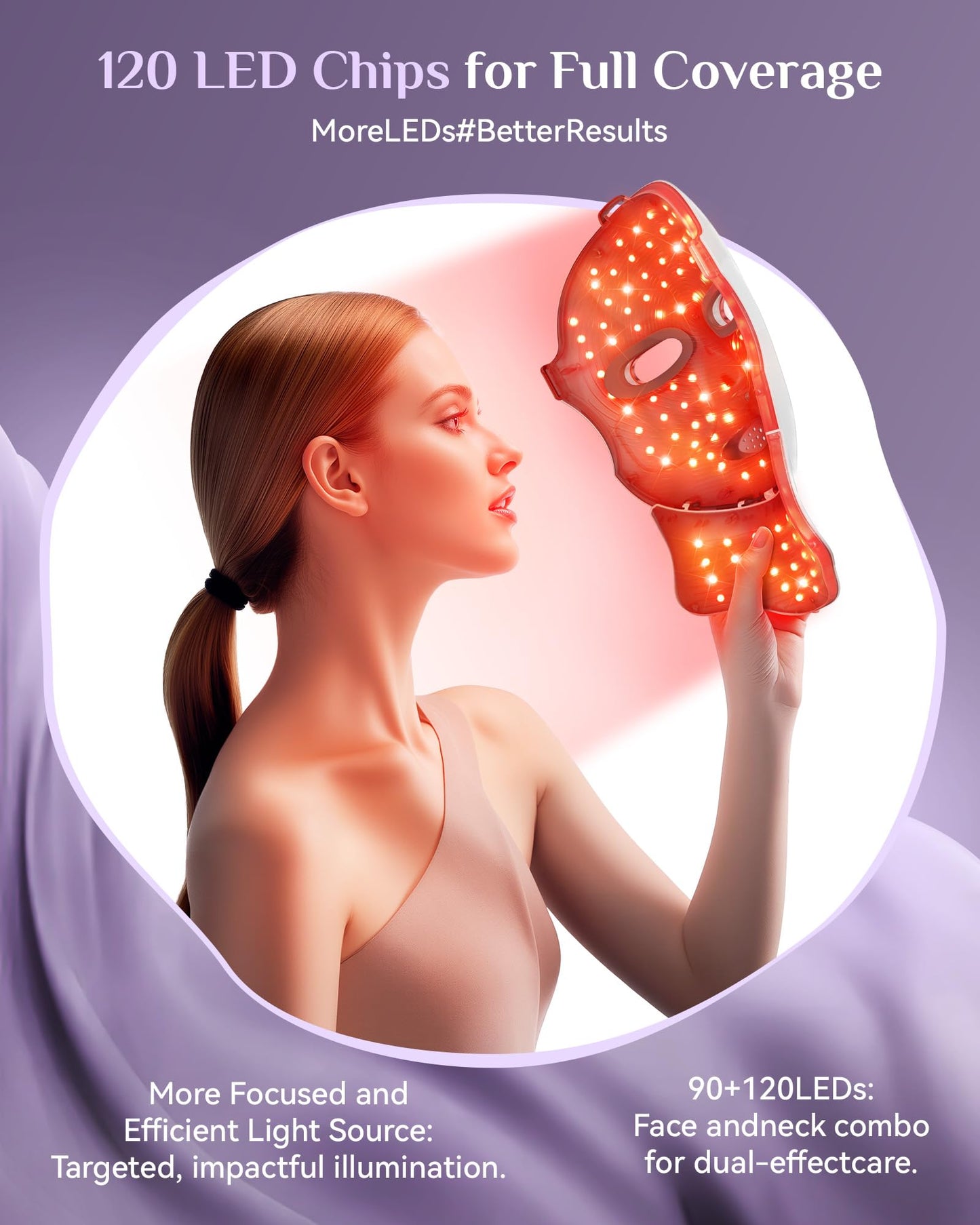FOLOKE Red Light Therapy LED Face Mask - Cordless & USB C