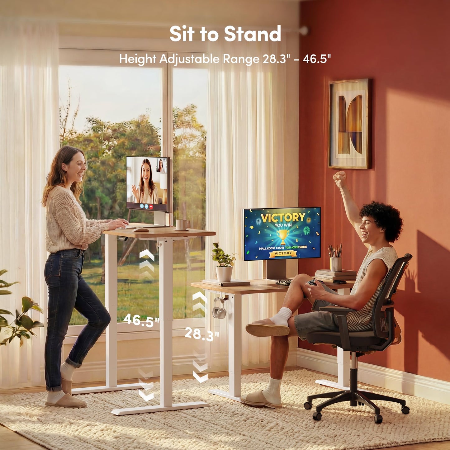 FEZIBO Electric Height Adjustable Standing Desk - 48x24 Inches