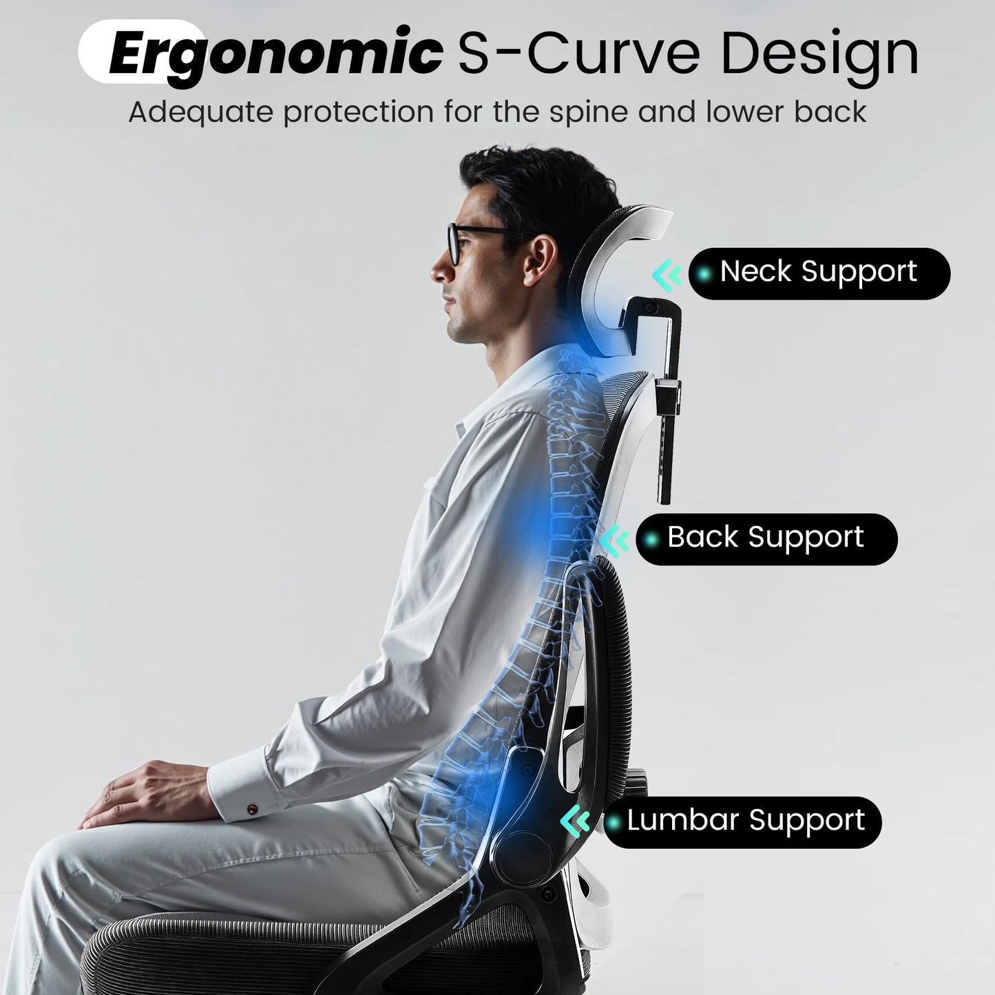 FIZZIN Ergonomic Office Chair with Adjustable Lumbar Support