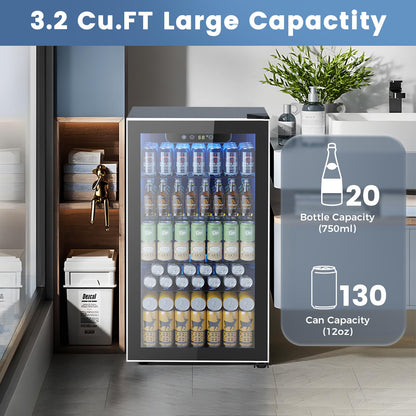 ELECTACTIC Mini Fridge 130 Can Beverage Cooler, 3.2 Cu.Ft
