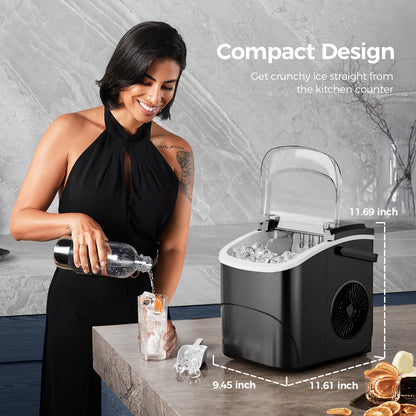 ELECTACTIC Ice Maker Countertop Portable 26Lbs/24H Self-Cleaning