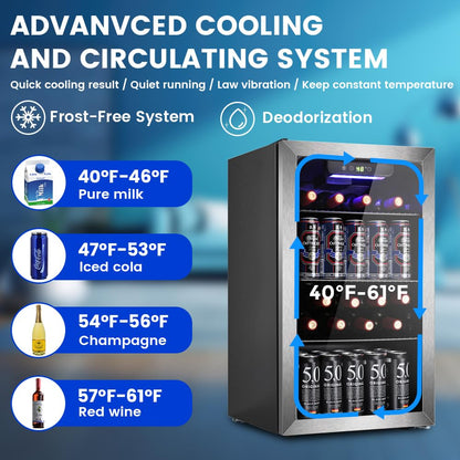 ELECTACTIC Mini Fridge 130 Can Beverage Cooler with Temp Control