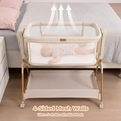 EZEBABY Baby Bassinet Bedside Sleeper - 3-in-1 Rocking Crib