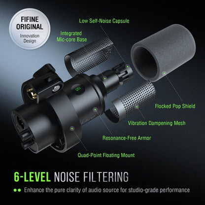 FIFINE K688 USB/XLR Dynamic Podcast Microphone Kit