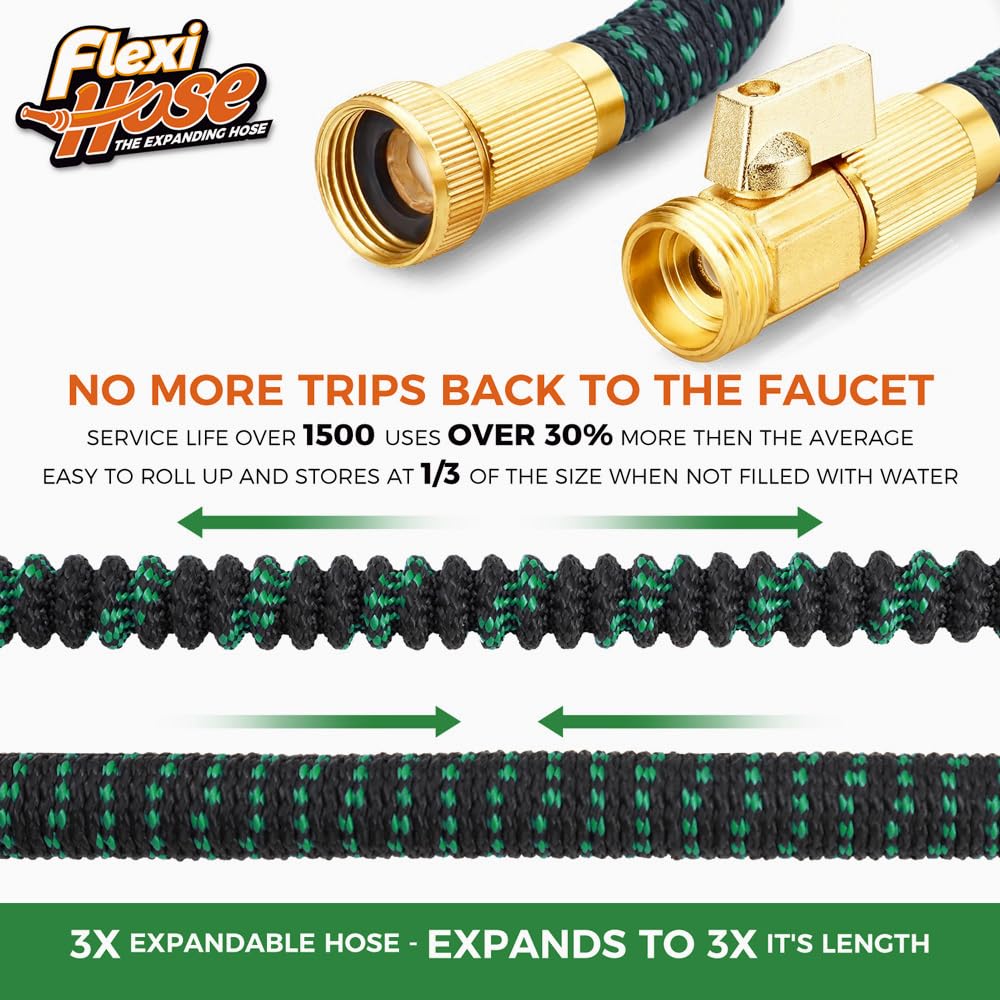 FLEXI HOSE Expandable Garden Hose 100FT with 8 Function Nozzle