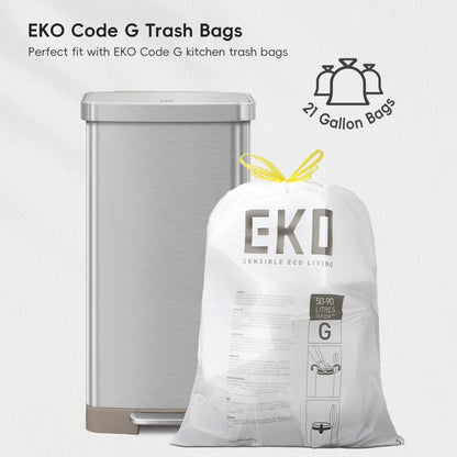 EKO Hudson Matte Stainless 75L Step Trash Can with Storage