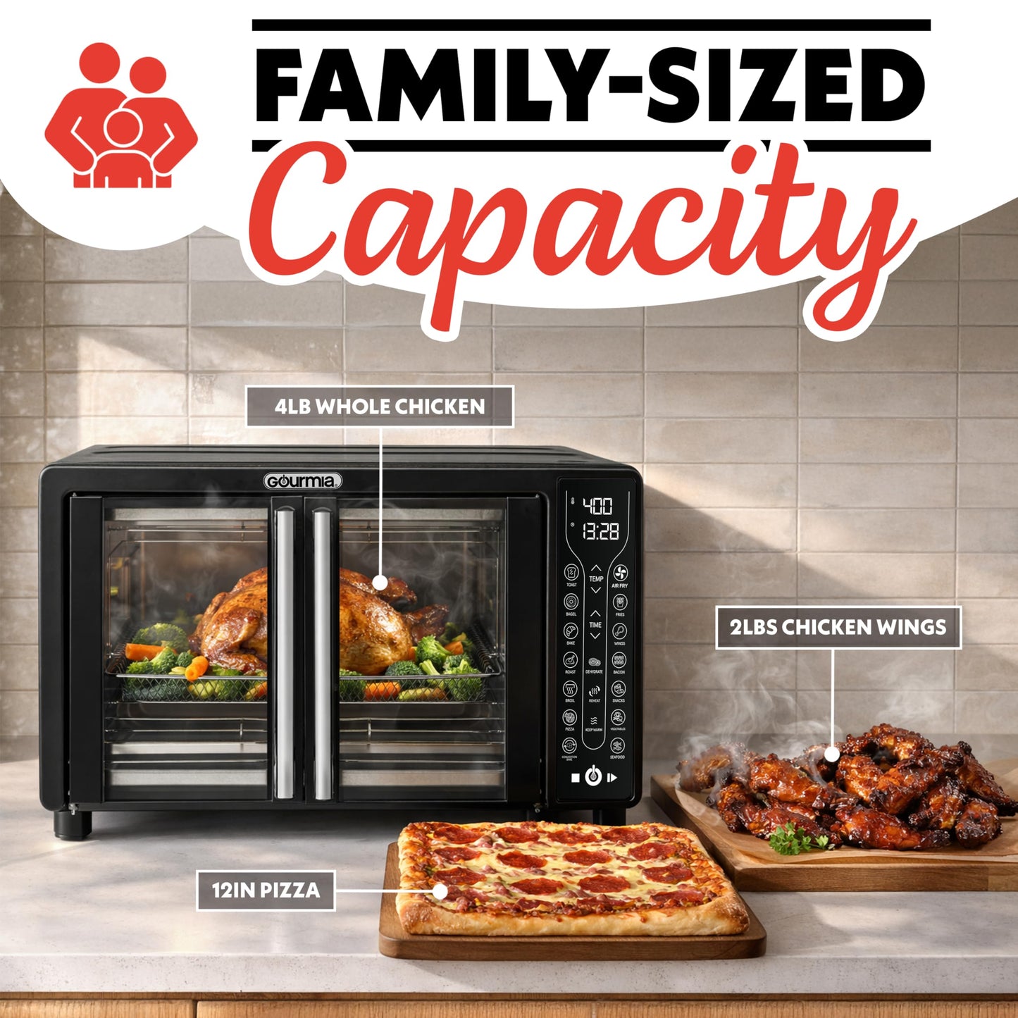GOURMIA French Door Air Fryer - 25 Qt Convection Oven