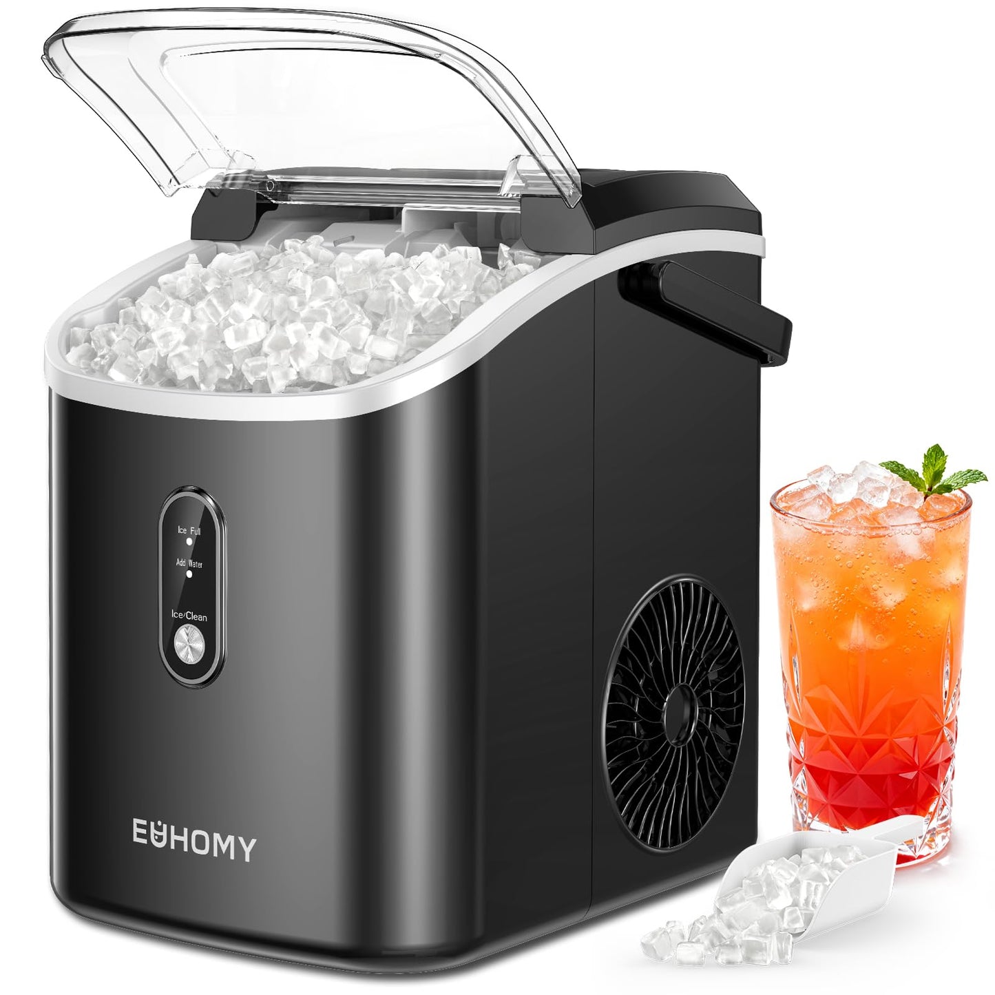 EUHOMY Nugget Ice Maker - Portable Self-Cleaning, 38lbs/Day